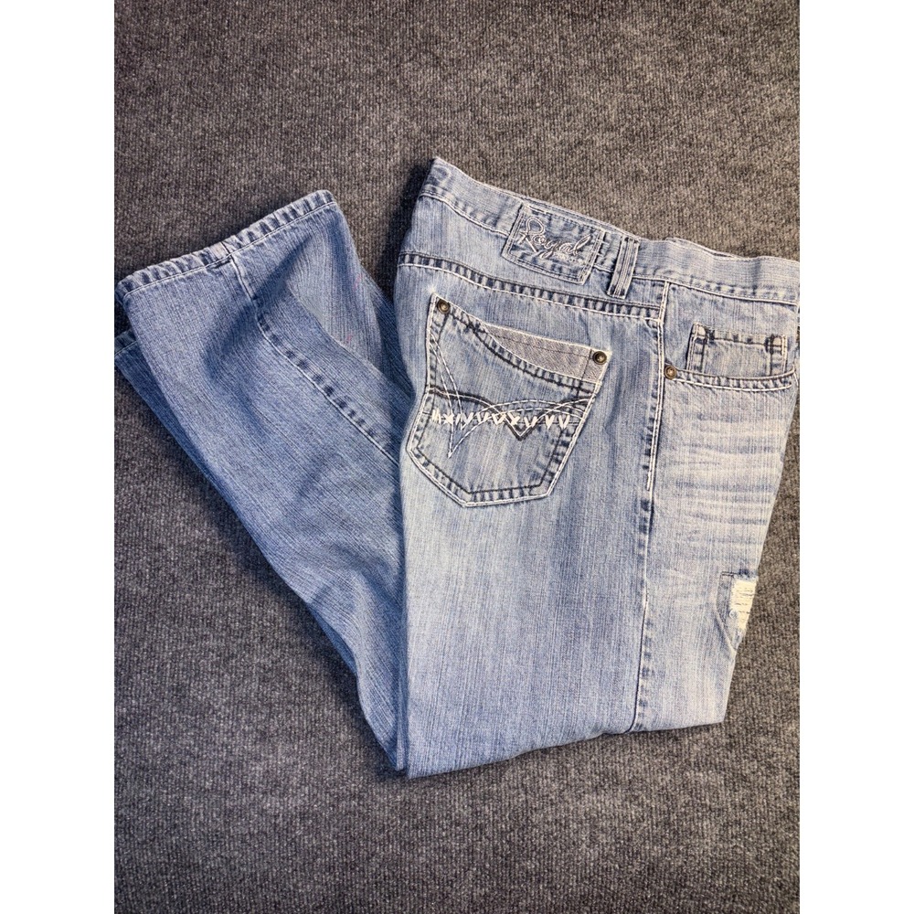 Royal Remium Jeans Mens 36x30 Blue Denim Double Stitch Relaxed Fit Straight Leg‎